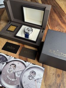 Zenith El Primero Grand Class Open, Chronograph, Power Reserve, full set, 2015, 44 mm