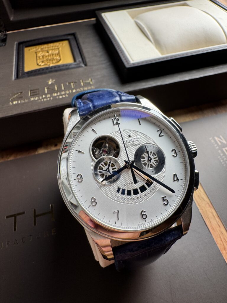 Zenith El Primero Grand Class Open, Chronograph, Power Reserve, full set, 2015, 44 mm
