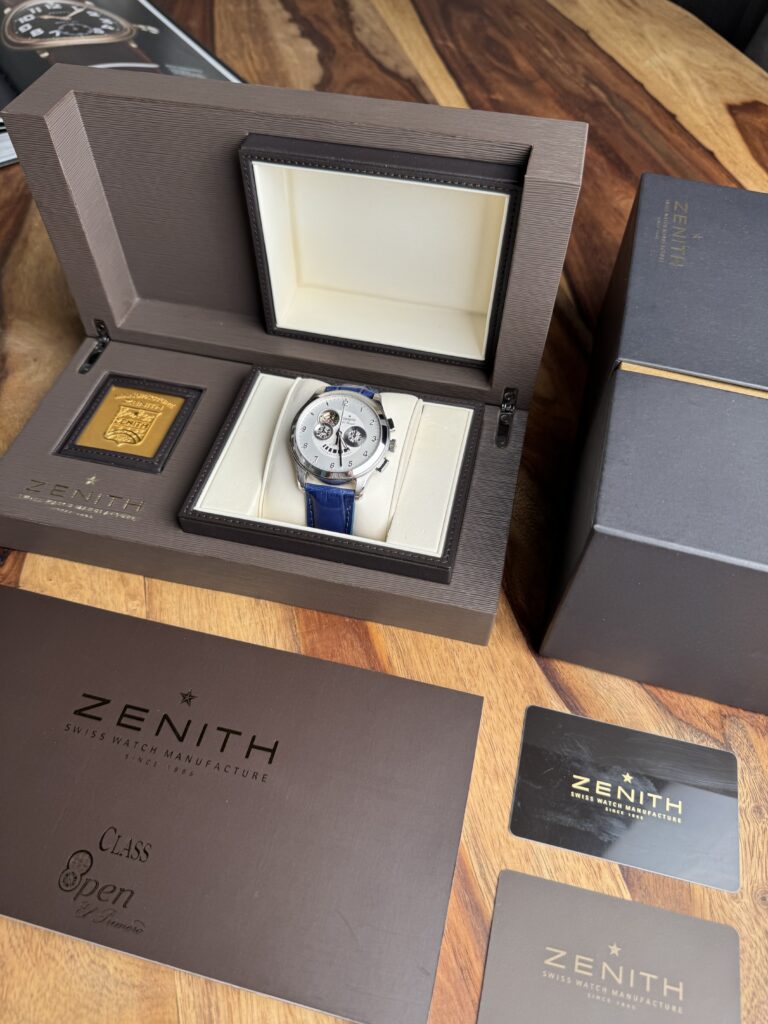 Zenith El Primero Grand Class Open, Chronograph, Power Reserve, full set, 2015, 44 mm