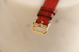 Hermès Clipper, bílý ciferník, červený kožený řemínek, quartz, 24 mm