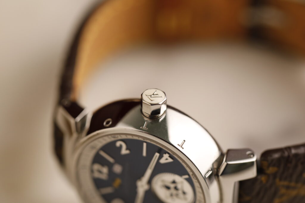 Louis Vuitton Tambour Lovely Cup Q12MP, modrý ciferník, 12 diamantů, quartz, 28 mm