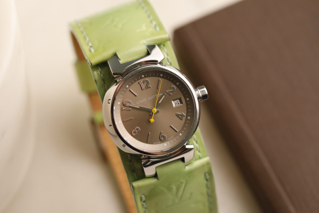 Louis Vuitton Tambour Q1212 datum beige green, 28 mm