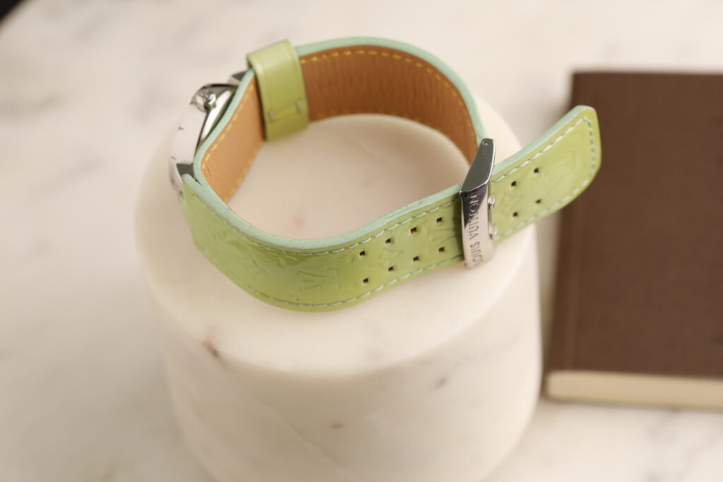 Louis Vuitton Tambour Q1212 datum beige green, 28 mm